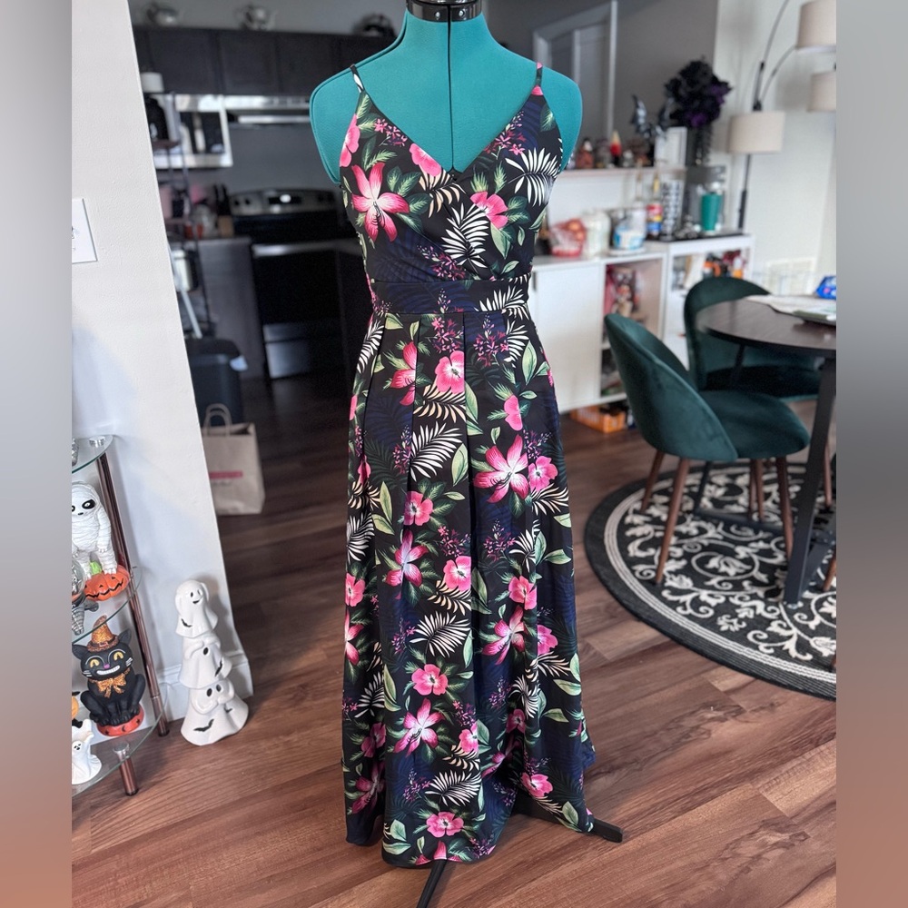 Floral Maxi Dress - Pink and Green